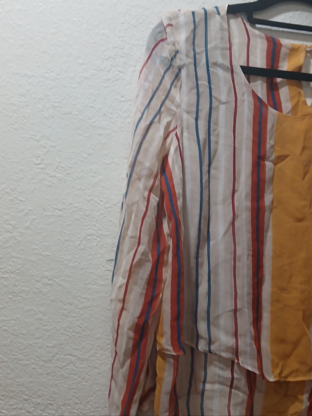 Maeve White Tunic with Mustard, Red & Blue Stripes - Picture 3 of 7